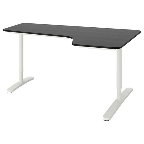 Bekant Corner Desk Right Black Stained Ash Veneerwhite 160x110 Cm