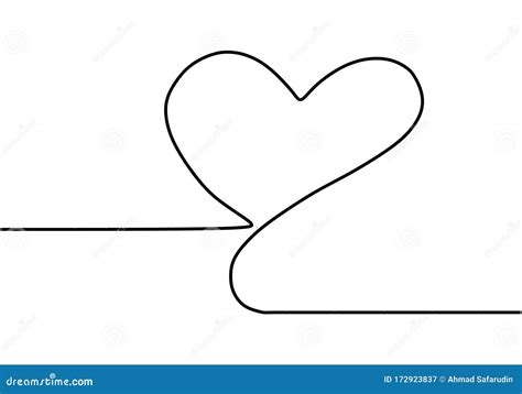 Continuous One Line Drawing Heart Symbol Minimalism Design Vector