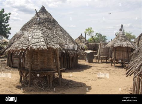 Africa Ethiopia Konso Tribe Mecheke Village Thatched Roof Huts