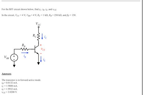 Solved For The BJT Circuit Shown Below Find I C