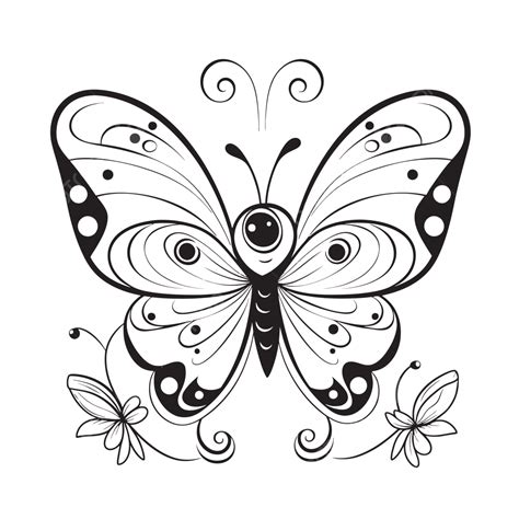 An Elegant White And Black Butterfly Vector Illustration Outline Sketch