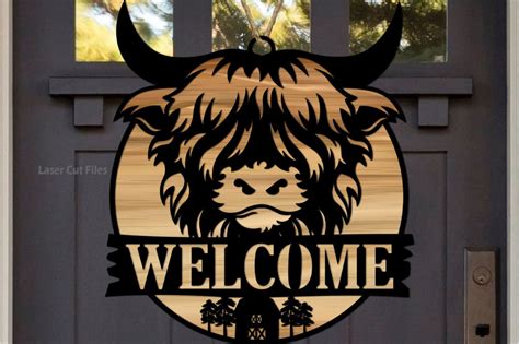 Highland Cow Svg Cow Head Svg Welcome Sign Svg Laser Cut Files