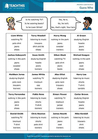 Present Continuous Activities Games Esl Worksheets Esl Teaching