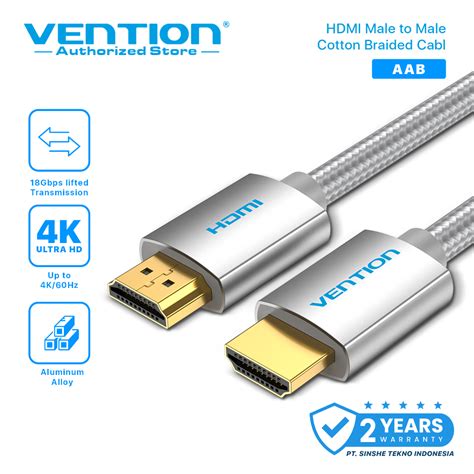 Jual Vention Aab M M Kabel High Speed Cotton Braided Hdmi K Fhd