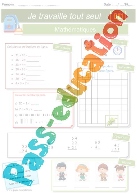 Travail en autonomie CE1 Elève en répartition Pass Education