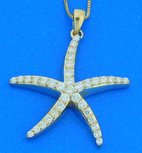 Starfish Diamond Pendant K Yellow Gold Island Sun Jewelry Beach