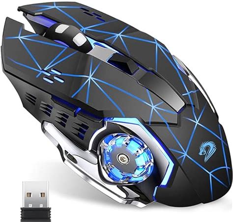 Uiosmuph T85 Souris Gaming Sans Fil Rechargeable 2 4G USB LED Souris