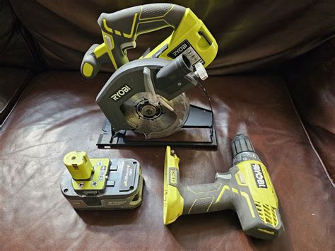 Ryobi R18csp 0 18v One Cordless Circular Saw And Rcb1802 Combi Drill And 4ah 🔋 Ebay