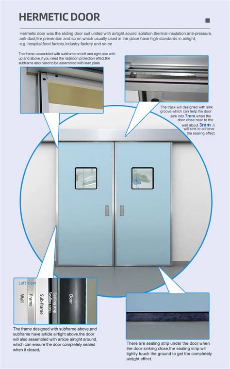 Hospital Automatic Hermetic Sliding Door For Icu Door And Radiation