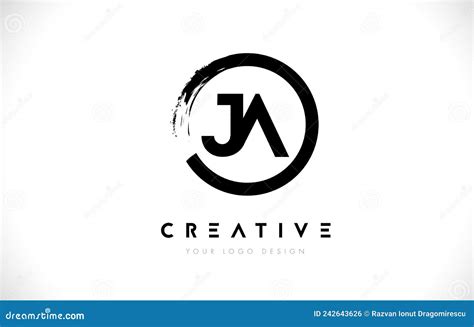 Ja Letter Logo With Circle Brush Design And White Background Stock