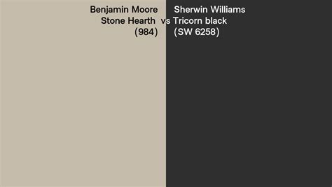 Benjamin Moore Stone Hearth 984 Vs Sherwin Williams Tricorn Black Sw 6258 Side By Side