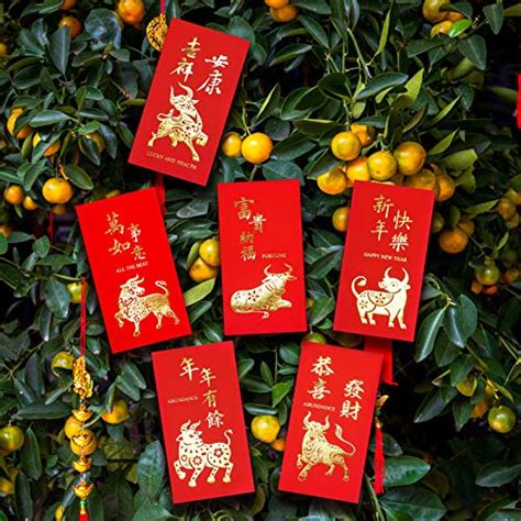 120 Pcs 8 Designs Chinese New Year Red Envelopes Hong Bao Chinese Lucky