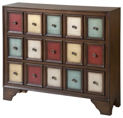 Brody Multicolored Wood 3 Drawer Accent Chest Contemporary Accent