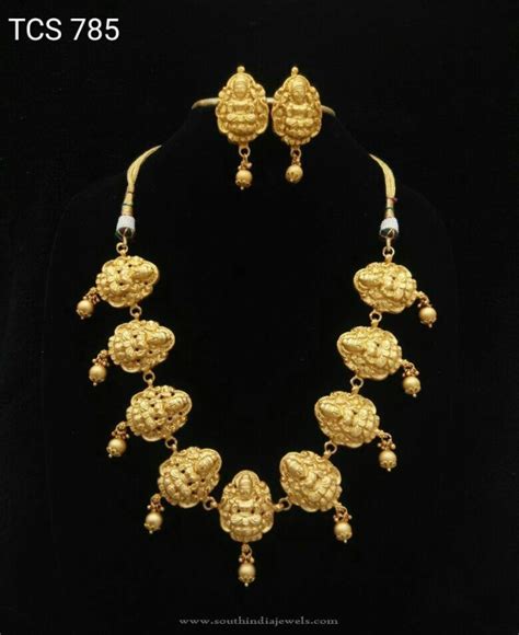 Short Lakshmi Temple Necklace Set South India Jewels