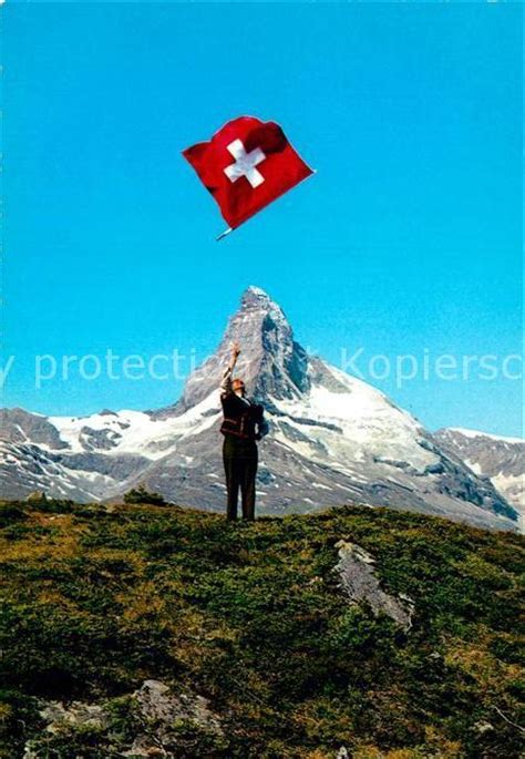 Postkarte Carte Postale Matterhorn Vs Fahnenschwinger Manuskript