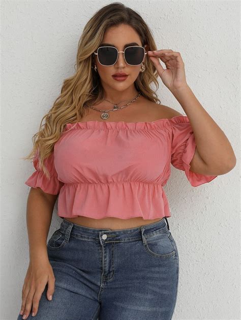 Tops Peplum Plus Size Peplum Blouse Strapless Top Off Shoulder