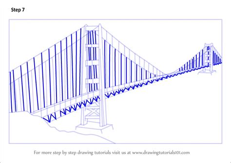 Learn How To Draw The Golden Gate Bridge Bridges Step By Step