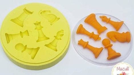 MOLDE DE SILICONE Peças de Xadrez cod 2183 Mazulli Arte Moldes de