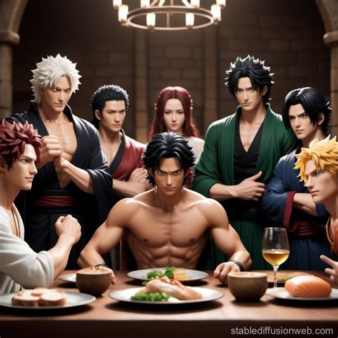 Anime Characters' Last Supper | Stable Diffusion Online