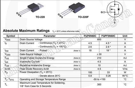 5N60 FQPF5N60C MOSFET N-CH 5A 600V TO220F