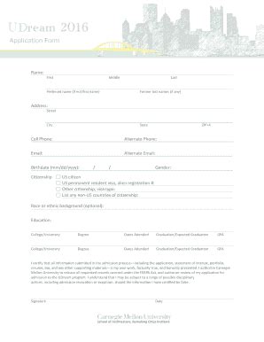 Fillable Online Cmu Application Form CMU Fax Email Print PdfFiller