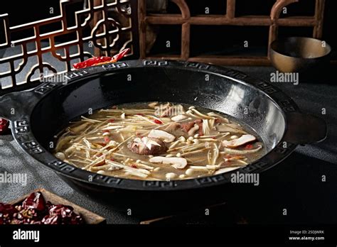 Delicious Hot Pot Base Wild Mushroom Soup Stock Photo Alamy