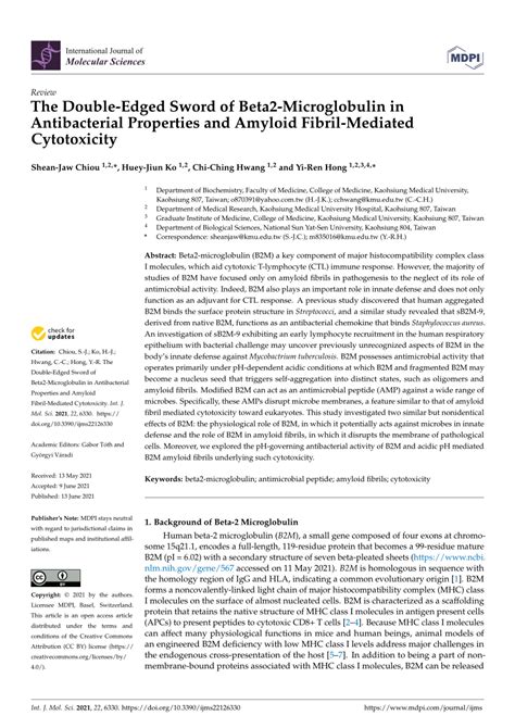 Pdf The Double Edged Sword Of Beta2 Microglobulin In Antibacterial