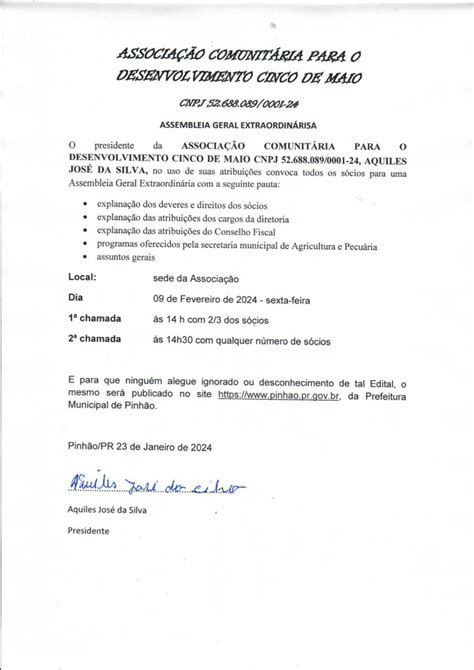 ConvocaÇÃo Prefeitura De Pinhão Pr