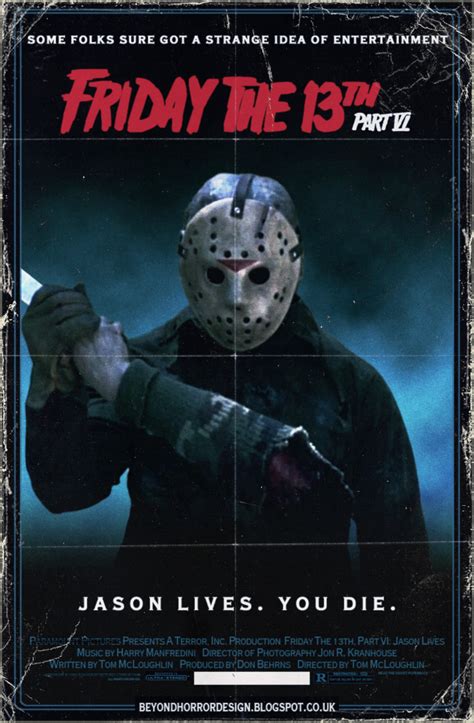 Jason Lives Friday The 13th Part Vi 1986 Fan Poster Halloween