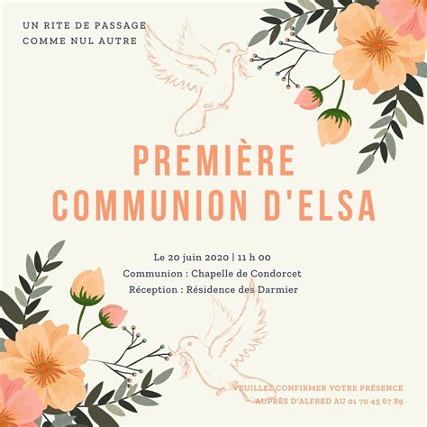 Faire Part Invitations De Communion Mod Les Gratuits Canva