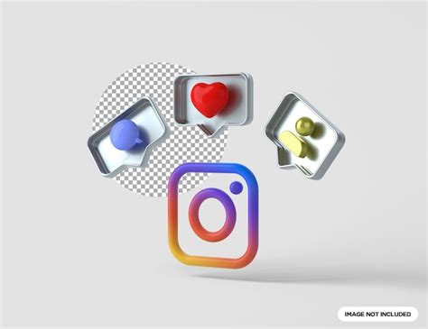 Premium Psd 3d Instagram Logo With Follower Comment And Like Botton