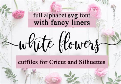 White Flowers Digital Swirly Font With Tails Download Etsy Swirly