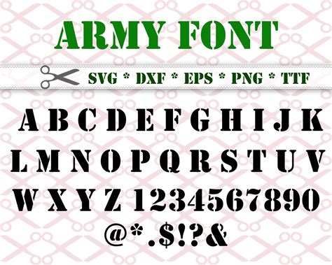 Army Font Monogram Svg Font, Stencil Svg Letters, Svg, Dxf, Eps, Png Bold Font Letters Numbers ...