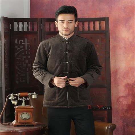 New Style Mens Long Sleeve Chinese Style Jacket Kung Fu Coat Velour