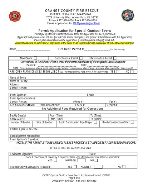 Orange County Florida Permit Application For Special Outdoor Event