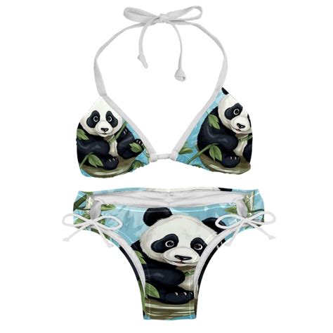 Panda Women S Bikini Set With Detachable Sponge And Adjustable Strap Two Pack Ideal For