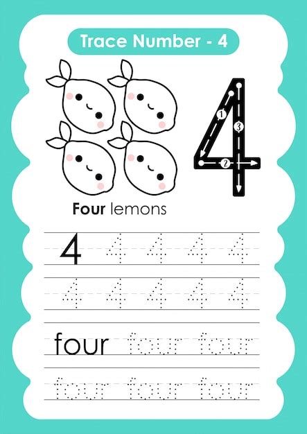 Preschool Number 4 Template