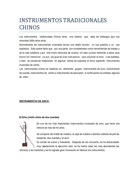 Instrumentos Tradicionales Chinos Pdf Violín Instrumentos Musicales