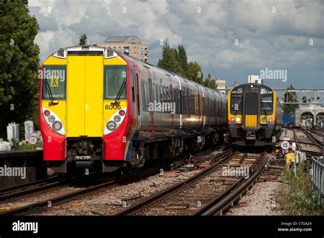 Class 458 Passenger Train In South West Trains Livery At Clapham Junction Station England Stock