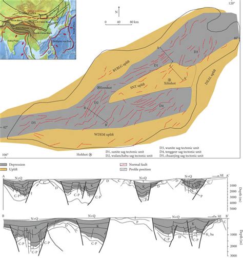 Distribution Of Tectonic Units Major Faults And Typical Sections Of