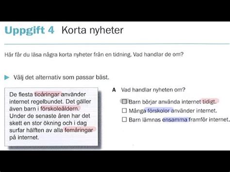 Korta nyheter Sfi D Nationella prov Läsförståelse أخبار سويدية قصيرة