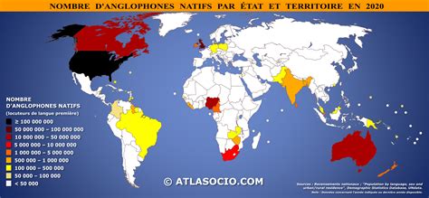 Carte Du Monde Anglophones Par État Et Territoire Nombre Et Part De