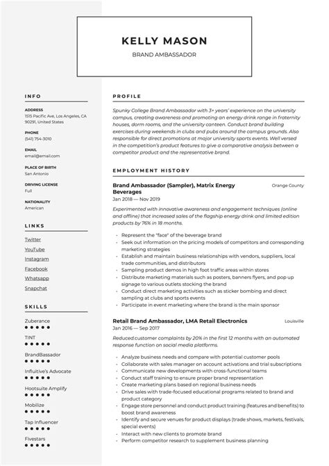 18 Brand Ambassador Resume Examples Guide 2023