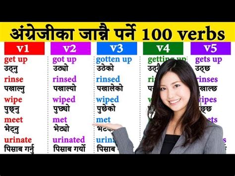 Daily Use English Verbs With Nepali Meanings V1 V2 V3 V4 V5 How To