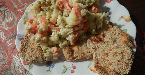 Milanesa De Pollo Con Papas Zanahoria Tomate Arvejas Y Arroz Receta