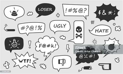Xingamentos Com U - Vetores de Conjunto De Bolhas De Fala De Xingamentos Insultos Com Texto ...