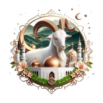 Cabra Con Cartel De Imagen De Mezquita Eid Ul Adha Bakrid Bakri Hajj