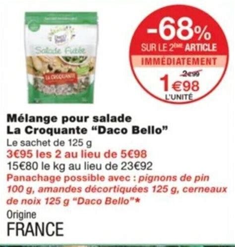 Promo Mélange pour salade La Croquante Daco Bello Le sachet de 125 g