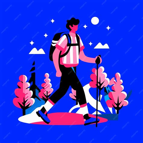 Premium Vector | Hiking man in the forest illustration