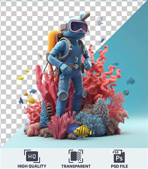 Premium PSD | Transparent psd picture 3d scuba diver cartoon ...